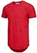 KLIEGOU Mens Hipster Hip Hop Ripped Round Hemline hole T Shirt(1705) (Large, Red)