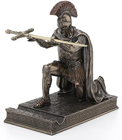 Veronese Design 7 1/8 Inch Roman Centurion Kneeling Pen Holder Resin Statue Bronze Finish Zinc Letter Opener