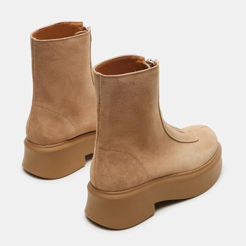 Women's Platform Ankle Boots Leather Boot Chelsea Booties Block Heel Round Toe Short Combat Boots Comfortable Zipper Winter Snow Boot Casual Dessy4