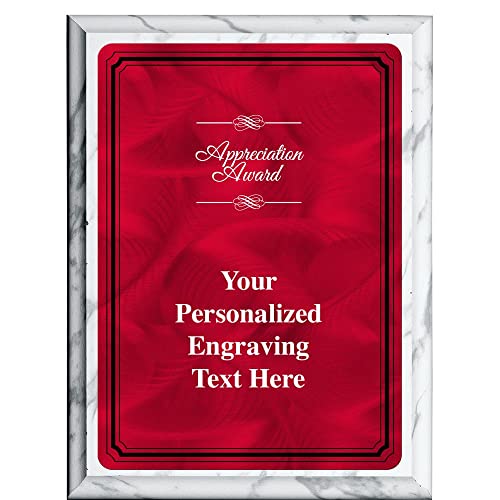 Crown Awards 7"x9" Color Metal Plate Appreciation Plaque, Personalized Appreciation White Finish Plaque Award with Your Text Red Plate Prime