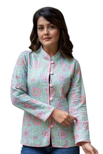 Image of Reversible Jacket for Women | Double Sided Quilted Jacket | Reversible Winter Jacket for Women | Stylish Ethnic Printed Jacket | Warm & Comfortable Casual Outerwear