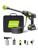 GroveGrip Cordless Pressure Washer with 1X4000mAh Batteries, 870 PSI Portable Power Cleaner with 10-Level Adjustable Pressure & 6-in-1 Nozzle for Cars, Patios & Tap-Free Garden Watering
