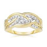 NATALIA DRAKE Braided Diamond Accent Ring for Women in Yellow Gold Plated 925 Sterling Silver Size 7 Color I-J/Clarity I2-I3