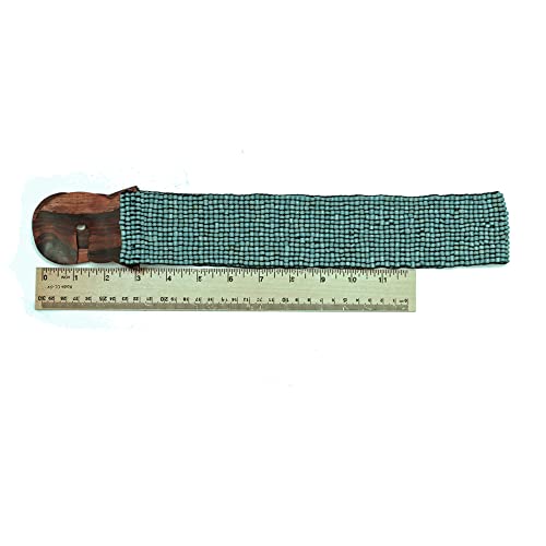 Antique Turquoise Color Hand-Made Elastic Stretchy Beaded Bali Belt With Wooden Hook Buckle – 2 1/4” Wide Belt #TOP4