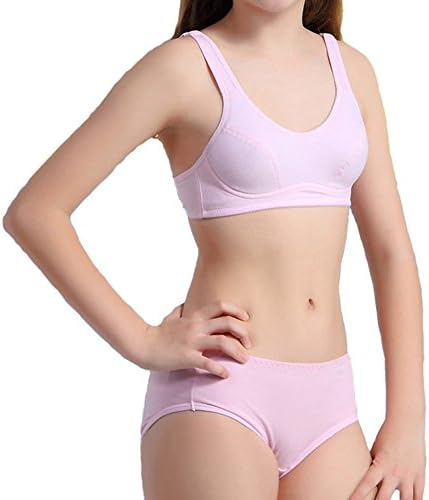 VictorySweety Big Girl's Padded Bras and Matching Pants Sets Kids Training Underwear