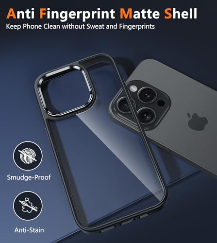 Image of FNTCASE for iPhone 15 Pro Case: Clear Phone Cases Compatible with Magsafe Slim Anti Yellowing Military Grade Drop Protection Rugged Protective Transparent Cell Phone Cover (D-Black Transparent)