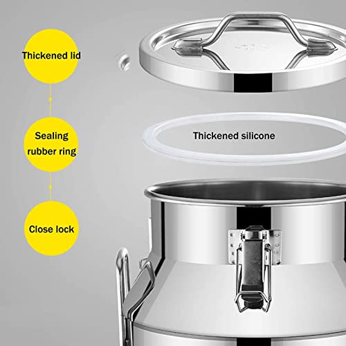 Milchkannenkrug aus Edelstahl 304 – Weineimer, Milchtransportfässer mit versiegeltem Deckel und Tragegriff für die Aufbewahrung von Flüssigkeitsbehältern, 46 l 5 Milchkannenkrug aus Edelstahl 304 – Weineimer, Milchtransportfässer mit versiegeltem Deckel und Tragegriff für die Aufbewahrung von Flüssigkeitsbehältern, 46 l