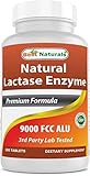 Best Naturals Lactose Intolerance Relief Tablets with Natural Lactase Enzyme, Fast Acting High Potency Lactase, 9000 FCC ALU, 180 Count