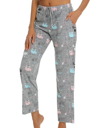 MIA LUCCE Pantalon de pyjama pour femme - Long et confortable - Pantalon de détente - Avec poches et cordon de serrage - Taille S à XXL, M