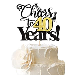 1 Stück Tortenaufsatz „Cheers to 40 Years“ 40 Tortendeko Geburtstag Glitter 40 Happy Birthday Cake Topper für 40 Geburtstag Hochzeit Jahrestag 40 Party Kuchen Dekoendeko