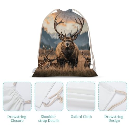 Wildlife Hunting Deer Bear Elk Drawstring Backpack Sport Gym Bags Yoga Shopping Travel Casual Daypacks for Women Men4