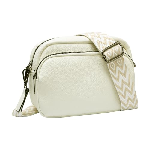 ZOUIQSS Sacs à bandoulière pour Femmes Sacs à Main en Cuir Sacs à bandoulière avec Large Sangle réglable Sac à bandoulière pour Dames avec Plusieurs Poches (Blanc)