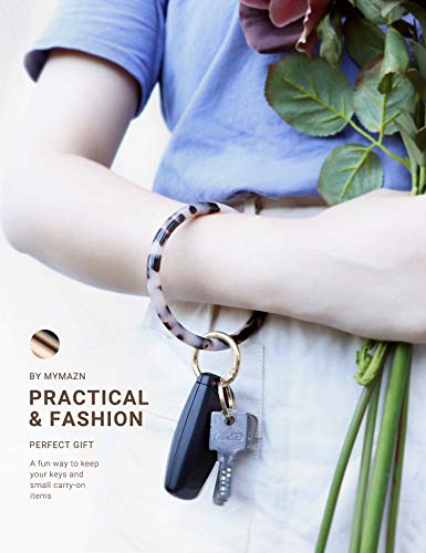 Mymazn Key Ring Bracelet Wristlet Keychain Bangle Keyring For Women, Acetate Round Key Chain (Tortoise) #TOP1