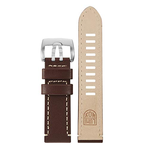 Image of Luminox Men's Brown & Beige Leather 23mm Strap 1801 Field Series Stainless Steel Buckle Watch Band