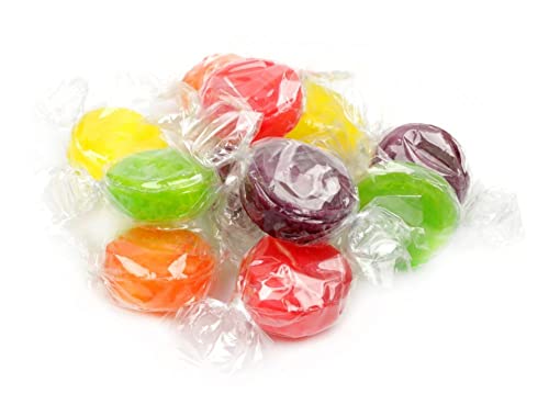 Assorted Fruit Buttons - 4 Pound Bag - Bulk Assorted Candies - Individually Wrapped Candies - With Queen Jax Fridge Magnet #TOP2