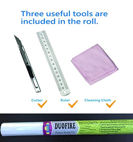 Duofire Window Film Privacy Window Film Frosted Glass Film No Glue Static Cling Glass Film Anti-Uv Window Sticker For Bathroom Bedroom Living Room (Black Flower-Dp014B, 35.4In. X 157.5In.) #TOP4