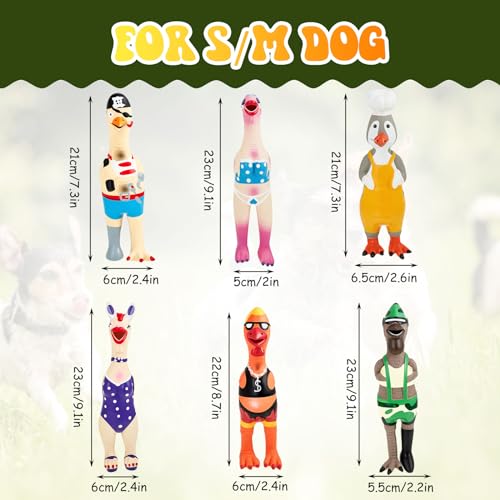 6 Pcs Dog Latex Squeaky Toys Chicken Interactive Dog Toy Charming Pet Squawkers Earl Captain Jack Durable Latex Chicken Dog Toy Soft Rubber Chew Molar Dog Toys for Small Medium Large Dogs  Cucciolini Doodles 6 pcs dog latex squeaky toys chicken interactive dog toy charming pet squawkers earl captain jack durable latex chicken dog toy soft rubber chew molar dog toys for small medium large dogs   cucciolini doodles