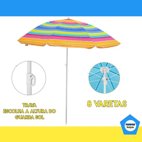 Guarda-sol Grande Estampado Praia Pesca Piscina Alumínio 1,80m Lazer - Cores Sortidas