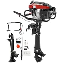 4-Stroke 7HP Outboard Motor, Heavy Duty Fishing Boat Engine, 0.37Gal Outboard Boat Motor w/Air Cooling&CDI Ignition System, Motor Engine for Inflatable Boats, Fishing Boats196CC