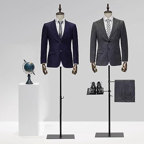 Schaufensterpuppe, männlich, höhenverstellbar, 134.6 cm ~ 193 cm, mit Holzarm, Kleiderständer, Schuhhalter und Metallständer, Schmuck, Nähen (37 ~ 193 cm) 0.000 cm 1