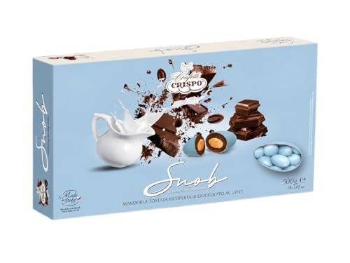 Snob Confetteria di Alta Classe Confetti Color CARTA DA ZUCCHERO Mandorla Tostata Ricoperta di Cioccolato al Latte Senza Glutine (Gluten Free) per crispo 500g