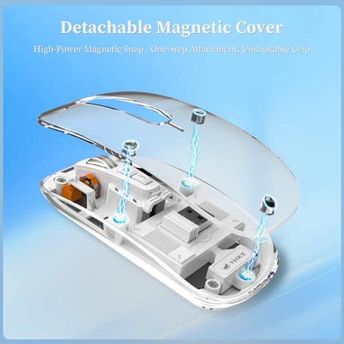 Image of Veout Wireless Bluetooth Mouse, Portable Silent Click Rechargeable Mouse with USB Receiver, 3-Level DPI, Compatible with Laptop, PC, Mac, Tablet, Phone