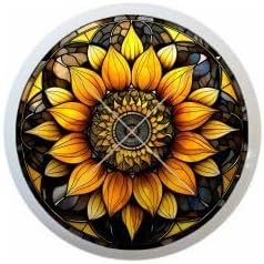 Sunflower Mandala Stained Glass Look Several Gorgeous Designs to Choose From - 1.5" DECORATIVE Glossy Ceramic Dresser Drawer PULLS Cabinet Cupboard KNOBS (12)