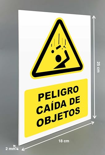 Miniatura 2 de Cartel Peligro Caida De Objetos Pack 2ud 18x25 Cm - Pvc 2mm Señal De Seguridad Industrial Y Uso De Epis Caida Objetos
