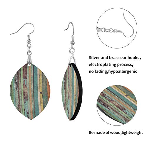 Vintage Wood Wooden Earrings For Women Teen Girls Dangle Teardrop Earrings Drop Leaf Earrings Lightweight Earring Jewelry Set Gifts,Teardrop Style #TOP1