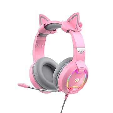 Headset Gamer Havit H2233d P2 Rgb (usb) 50mm Pink Cat Rosa