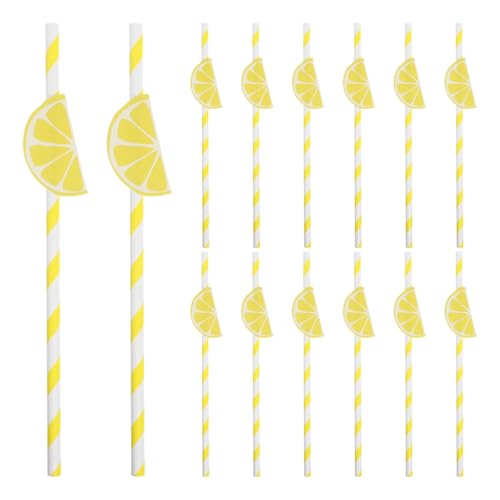 KICHOUSE 40 pitillos de papel con patrón limón amarillo miniatura 1