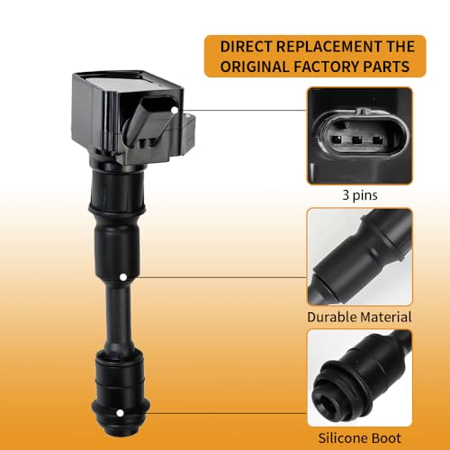 Image of 4 PCS UF756 Ignition Coil Pack with 31312514 Coil Pack Set Iridium Spark Plugs Compatible with Volvo S60 /XC60 2020-15, S80 2016, S90 /V60 /XC90 2020-16, V90 XC40 2020-19, XC702.0L L4# 313125140 GN10907