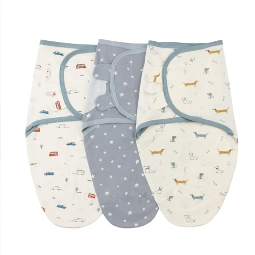 Image of insular Baby Swaddle Wrap, Swaddle Blanket for Newborn and Infant, Adjustable Swaddling Set for Boy and Girl, Soft Cotton Baby Sleep Sack 3 Pack, Car&Dachshund, Small(0-3 Month)