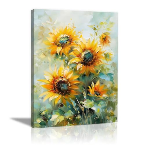 Peinture de tournesol WODJEM tableau haut de gamme encadré 60x80cm