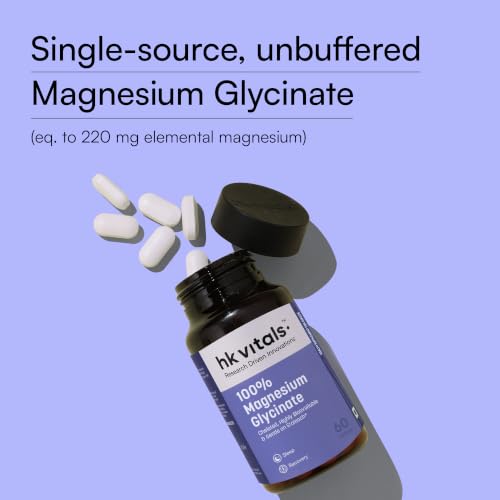 Image of hk vitals 100% Magnesium Glycinate (1880mg) 60 Tablets | For Better Sleep Quality & Muscle Recovery | Trustified Certified