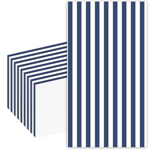 Stxy's Navy Blue Bistro Stripe Paper Napkins with (Transfer-Free Ink), 45ct