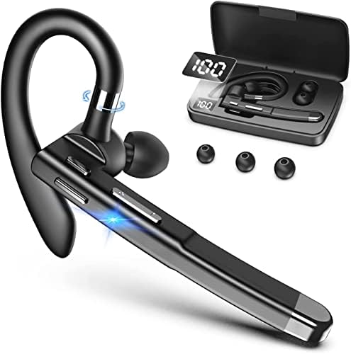 XVV Bluetooth Headset for Cellphone Wireless Bluetooth Earpiece with Charging Case Hands-Free Single Ear Headset with Mic for iOS Android Cell Phone, V5.2 Bluetooth Headphone for Business, Trucker