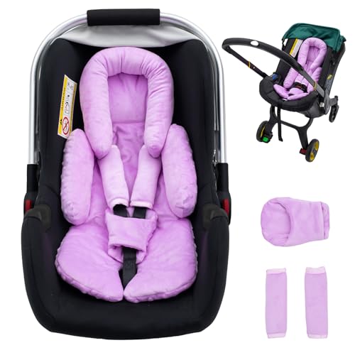 Image of Infant Car Seat Insert with Shoulder Pads & Crocth Covers, Ultra Thick Carseat Head Support for Infant, Reversible Car Seat Insert for Newborn, Baby Car Seat Cushion for Stroller, Swing, Bouncer