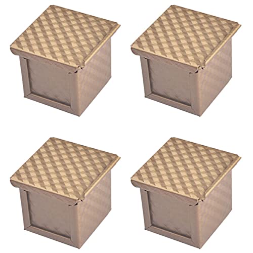 Pasotim 4X Loaf with Lid Toast Mold Pullman Loaf with Cover Non-Stick Mini Water-Cube