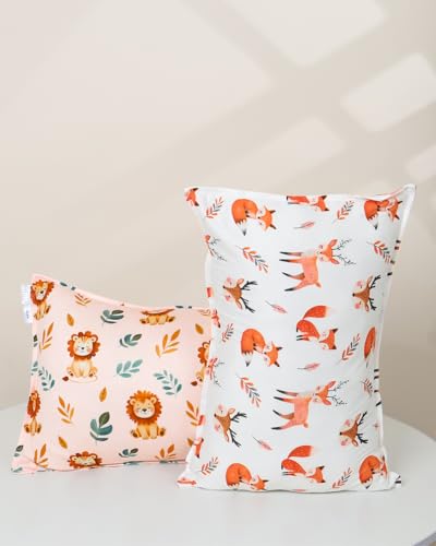 Image of ALVABABY Toddler Pillowcases Stretchy Soft Fit 13 inchx 18 inch or 12 inchx16 inch Kids Pillow Cover Envelope 2 Pack for Girl Boy Travel