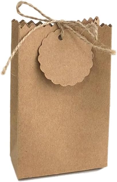 Gift Bags 50Pcs Retro European Kraft Paper Box Party DIY Candy Cookie Bag Wedding Gift Box Gift Shower Decorative Packaging Bag (Color : White, Size : 50pcs)