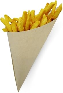 Eco-Friendly Brown Hors d'œuvres Paper Cones – Mini Plus Size K-14, 5.5 oz – Biodegradable Serving Cups for Appetizers, Snacks, Weddings, Events & Catering Displays