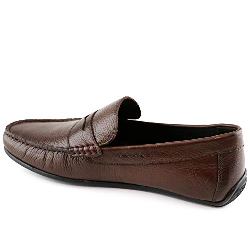 Mjny Mens Casual Comfortable Genuine Leather Lightweight Driving Moccasins Classic Fashion Penny Loafer Slip On Breathable Driving Loafer Brown Grainy 9 #TOP1