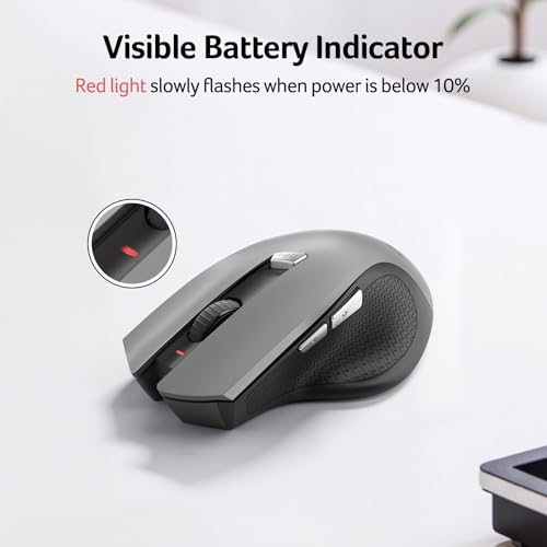 Image of acer Wireless Mouse for Laptop, 2.4GHz Computer Mouse 3 Adjustable DPI Office Cordless USB Mice with USBA Receiver, 6 Buttons, 1600 DPI, Medium to Large Sized Hands (Grey)