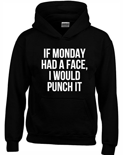 Crown Designs If Monday Had a Face Funny Unisex Hoodies for Men, Women & Teenagers - Black/X-Large