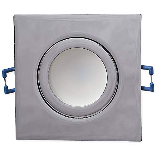 Faretto da incasso a LED, IP44, cromato, rettangolare, 5 Watt, bianco caldo, 230 V, GU10, faretto piatto per bagno, doccia, esterno, come plafoniera, faretto da incasso, 60 mm, foro da incasso