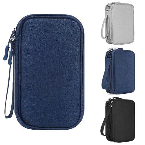 Criveple Kabeltasche, Kabeltasche Organizer, Drahtbinder Kabelorganizer Tasche, Universal Kabel Organizer, Multifunktional Reise Zubehör, für Ladekabel Powerbank (Blau)