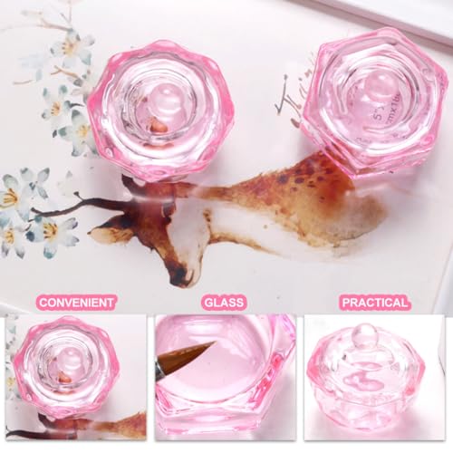 TEHAUX 2 piezas vasos de cristal para líquido de uñas miniatura 6