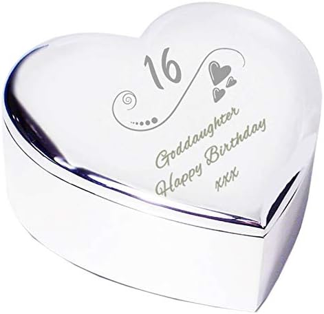 Chris Bag Of GoodiesGoddaughter 16 16th Sixteen Sixteenth Happy Birthday Engraved Silver Finish Trinket Box Gifts