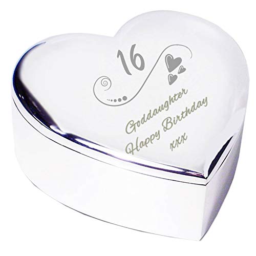 Chris Bag Of GoodiesGoddaughter 16 16th Sixteen Sixteenth Happy Birthday Engraved Silver Finish Trinket Box Gifts